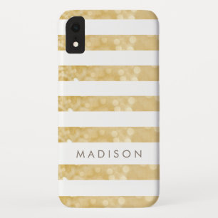 Gold Glittering Stripes - Aangepaste iPhone Case-M iPhone XR Hoesje