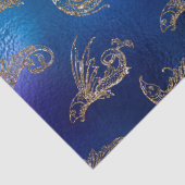 Gold Glittery Fish op Blue Decoupage Tissuepapier (Detail)