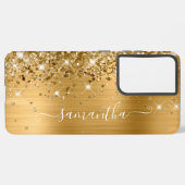 Gold Glittery Folie Girly Handtekening Samsung Galaxy Hoesje (Linkerkant)