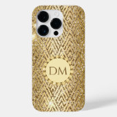 Gold Glittery Geometric Diamond Pattern Monogram Case-Mate iPhone Case (Achterkant)