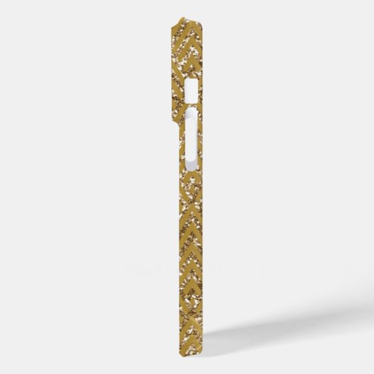 Gold Glittery Geometric Diamond Pattern Monogram Case-Mate iPhone Case (Achterkant / Links)