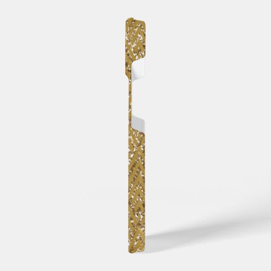 Gold Glittery Geometric Diamond Pattern Monogram iPhone Hoesje (Linkerkant)
