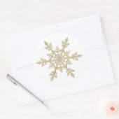 Gold Glittery Snowflake Ronde Sticker (Envelop)