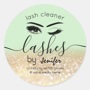 Gold glittery wink lash-uitbreidingsschoner ronde sticker
