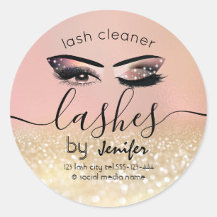 Gold glittery wink lash-uitbreidingsschoner ronde sticker