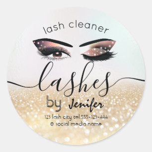 Gold glittery wink lash-uitbreidingsschoner ronde sticker