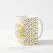 Gold Glitz Confetti Stippen Monogram Koffiemok (Voorkant rechts)
