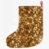 Gold Glitz Glam Sparkle Hearts Grote Kerstsok (Achterkant)