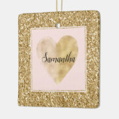 Gold Glitz Glitter Hartnaam Keramisch Ornament (Links)