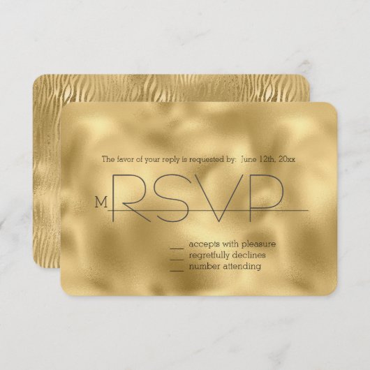 Gold Glitz Zebra Print RSVP (Devant / Derrière)