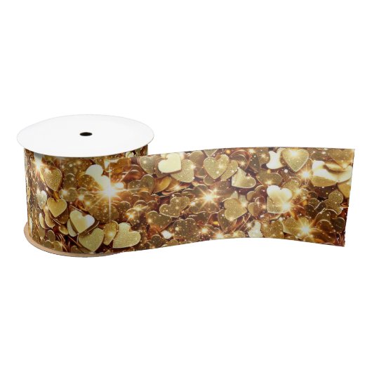 Gold Glitzy Glam Sparkle Hearts Lint (Spoel)