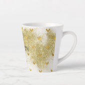 Gold Glitzy Glitter Hearts Latte Mok (Rechts)
