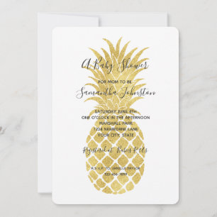Gold Glitzy Pineapples Baby shower Kaart