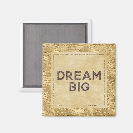 Gold Glitzy Zebra print glitter Dream Magneet (Voorkant / Achterkant)