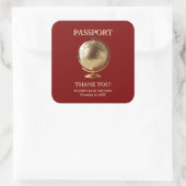 Gold Globe Passport Travel Baby Shower Vierkante Sticker (Tas)