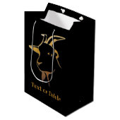Gold Goat op zwart Medium Cadeauzakje (Voorkant Gekanteld)