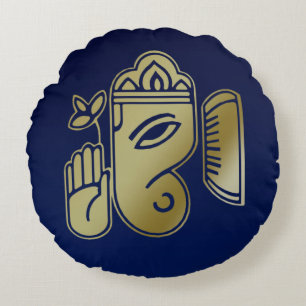 Gold Goddess Ganesha - Round Pillow Rond Kussen
