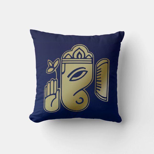 Gold Goddess Ganesha - Square Pillow Kussen (Voorkant)