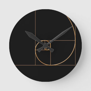 Gold Golden Spiral Ronde Klok