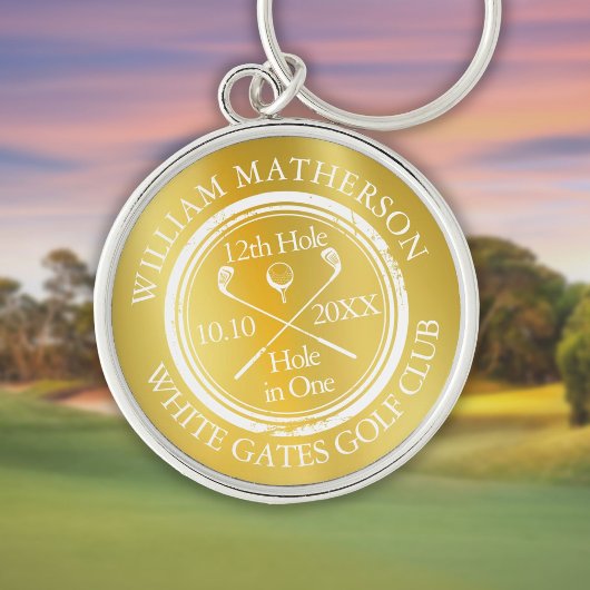 Gold Golf Hole in One Classic Personalized Sleutelhanger