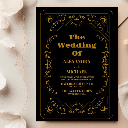 Gold Gothic Elegant Tarot Kaart Wedding