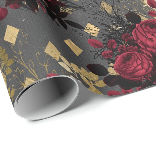 Gold Gothic Grunge Kerstmis Pattern Cadeaupapier (Rol Hoek)