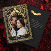Gold Gothic Vampire Cathedral Photo Wedding Bedankkaart