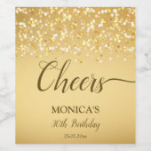 Gold gouden sparkles feest gepersonaliseerd wijn etiket (Enkel label)