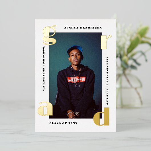 Gold Grad | Faire-part photo Pressing (Debout devant)