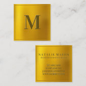 Gold gradiënt achtergrond | Monogram Vierkante Visitekaartje (Voorkant / Achterkant)