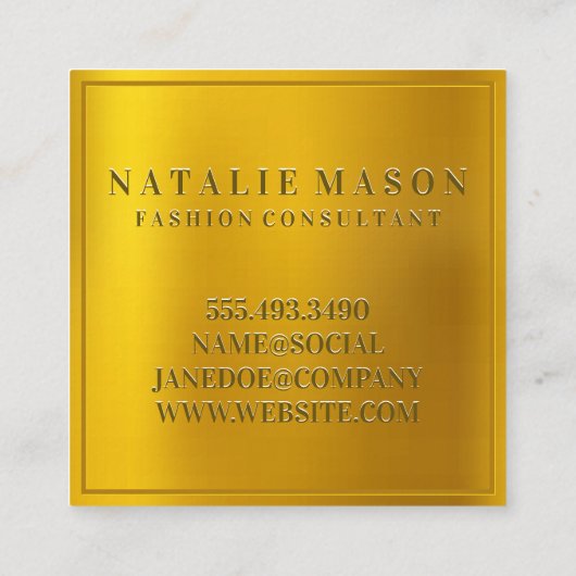 Gold gradiënt achtergrond | Monogram Vierkante Visitekaartje (Achterkant)