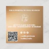 Gold gradiënt retro manuscriptorde dank u vierkante visitekaartje (Achterkant)