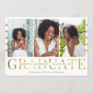 Gold Graduate Faire-part de la photo tendance