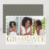Gold Graduate Faire-part de la photo tendance (Devant / Derrière)