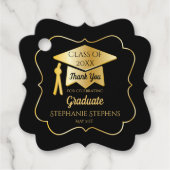 Gold Graduation Cap Class Jaar Bedankt Bedankjes Labels (Voorkant)