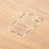 Gold Graduation Cap Diamonds Navy Blue Afstuderen Acryl Uitnodigingen (Laagn)