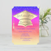 Gold Graduation Cap, Diamonds Ombre Afstuderen Kaart (Staand voorkant)