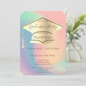 Gold Graduation Cap, kleurrijk Afstuderen Kaart (Staand voorkant)