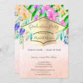 Gold Graduation Cap Spring Flowers Afstuderen Kaart (Voorkant / Achterkant)