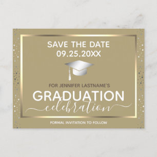 Gold Graduation Enregistrer la date Invitation Car