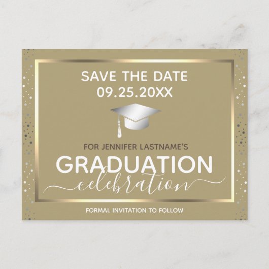 Gold Graduation Enregistrer la date Invitation Car (Devant)