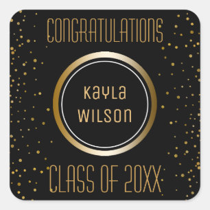 Gold Graduation Party Favor   Gefeliciteerd Vierkante Sticker
