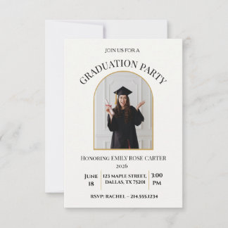 Gold  Graduation Party Invitation Announcement