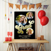Gold Graduation Party Sign Aangepaste foto Poster