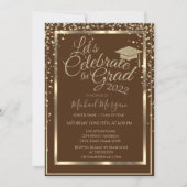 Gold Graduing Cap Diamonds Bruin Afstuderen Kaart (Voorkant)