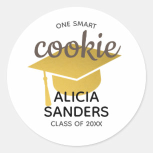Gold Gradup Eén Smart Cookie Afstuderen Ronde Sticker
