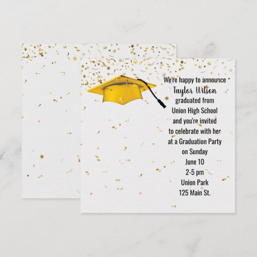 Gold Gradup met Gold Confetti Kaart (Voorkant / Achterkant)