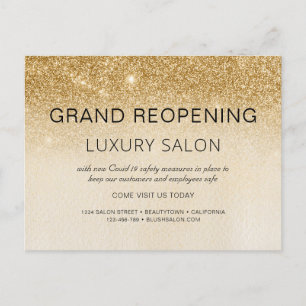 Gold Grand Heropening Glitter Luxe Haarsalon Aankondigingskaart