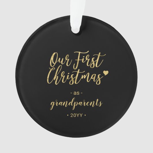 Gold Grandparents First Christmas Photo Ceramic Or (devant)