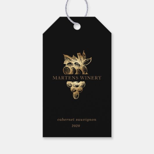 Gold Grapes Wijnmakerij Wijn Zakelijk Product Labe Cadeaulabel (Voorkant)